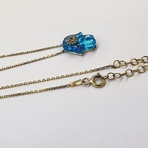 NEW Sterling Silver 925 Baby Blue Hamsa Necklace